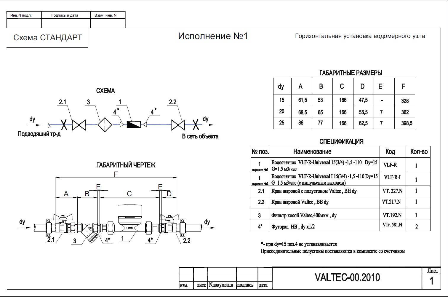 Счетчик водяной схема