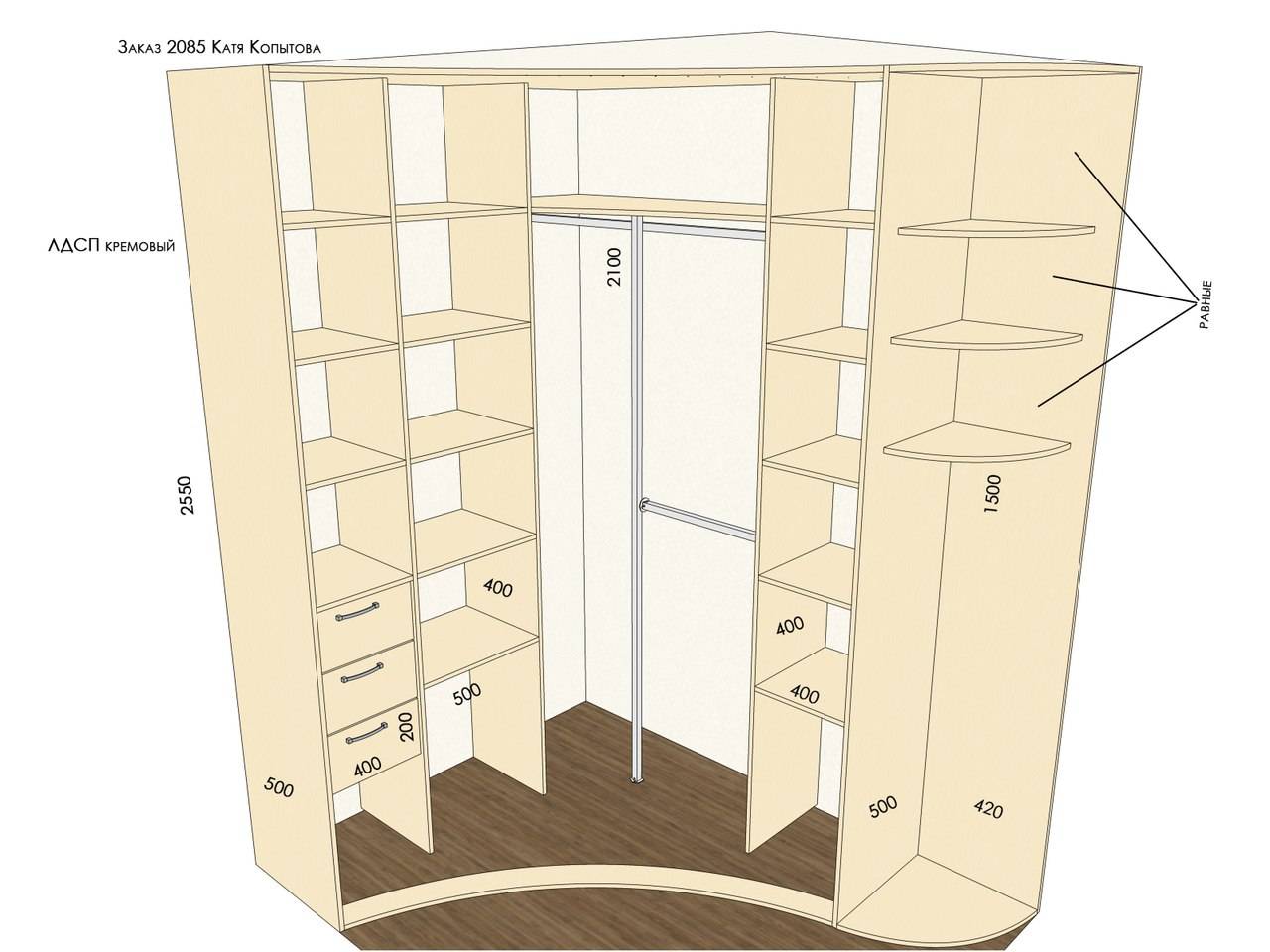 Встроенный угловой шкаф, стандартные размеры и как правильно встроить