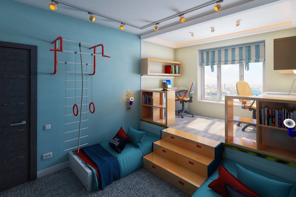 Дизайн детской комнаты для двух мальчиков (175 фото): интерьер для мальчиков разного возраста, школьников или подростков