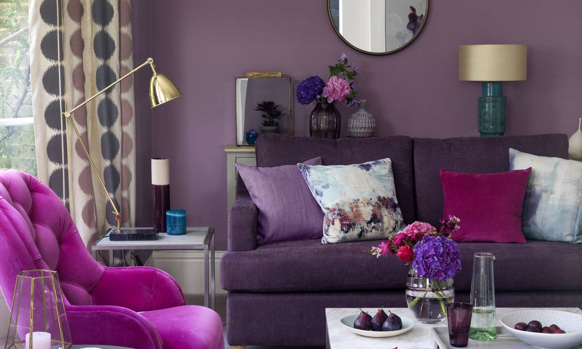 Фиолетовый цвет в интерьере - сочетание с другими цветами: фото идеи для гостиной, спальни, кухни, детской    :: клео.ру