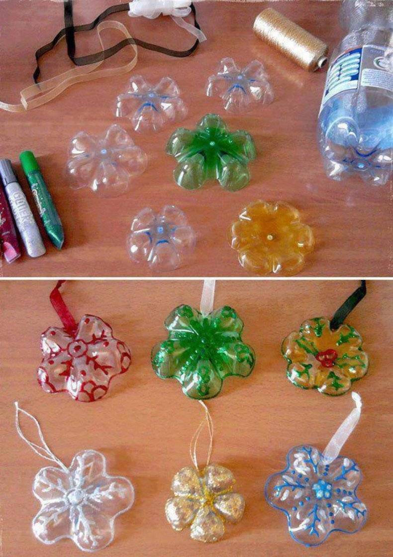 Простые новогодние игрушки из пластиковых бутылок - коробочка идей и мастер-классов