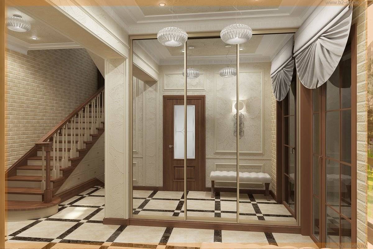 Дизайн прихожей в частном доме, интерьер холла, как обустроить прихожую с лестницей в загородном доме