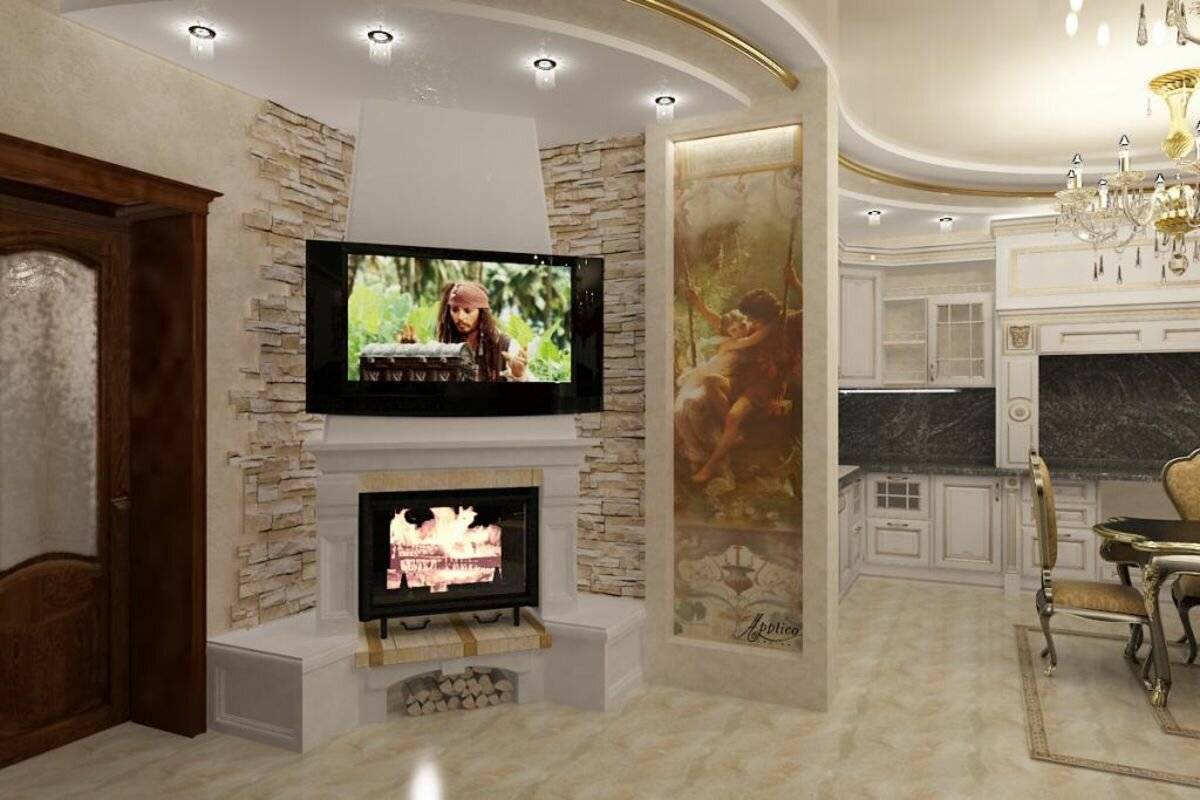 Декоративные стенки из гипсокартона под телевизор в зале своими руками: фото дизайна интерьера