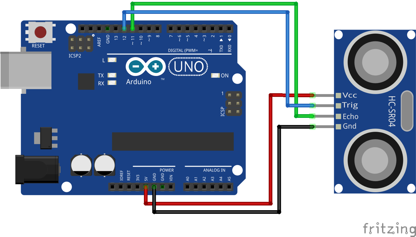 Схема ультразвукового датчика ардуино